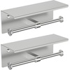 image:imageFORIOUS Double Toilet Paper Holder with Shelf Wall Mount Tissue Roll Holder for Bathroom 304 Stainless Steel Commercial Toilet Tissue Dispensers with Phone Shelf 4 Stainless SteelStainless Steel