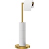 image:imageFORIOUS Toilet Paper Holder Stand Modern Freestanding Tissue Roll Holder for Bathroom Durable 304 Stainless Steel and Weighted Base Toilet Paper Stand toilet paper storage for 4 Rolls Brushed GoldBrushed Gold