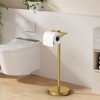 image:imageFORIOUS Toilet Paper Holder Stand Modern Freestanding Tissue Roll Holder for Bathroom Durable 304 Stainless Steel and Weighted Base Toilet Paper Stand toilet paper storage for 4 Rolls Brushed GoldBrushed Gold