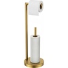 image:imageFORIOUS Toilet Paper Holder Stand Modern Freestanding Tissue Roll Holder for Bathroom Durable 304 Stainless Steel and Weighted Base Toilet Paper Stand toilet paper storage for 4 Rolls Brushed GoldBrushed Gold