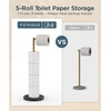 image:imageFORIOUS Toilet Paper Holder Stand Modern Freestanding Tissue Roll Holder for Bathroom Durable 304 Stainless Steel and Weighted Base Toilet Paper Stand toilet paper storage for 4 Rolls Brushed GoldMatte Black  Brushed Gold