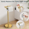 image:imageFORIOUS Toilet Paper Holder Stand Modern Freestanding Tissue Roll Holder for Bathroom Durable 304 Stainless Steel and Weighted Base Toilet Paper Stand toilet paper storage for 4 Rolls Brushed GoldBrushed Gold