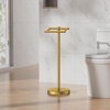 image:imageFORIOUS Toilet Paper Holder Stand Modern Freestanding Tissue Roll Holder for Bathroom Durable 304 Stainless Steel and Weighted Base Toilet Paper Stand toilet paper storage for 4 Rolls Brushed GoldBrushed Gold