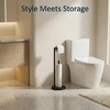 image:imageFORIOUS Toilet Paper Holder Stand Modern Freestanding Tissue Roll Holder for Bathroom Durable 304 Stainless Steel and Weighted Base Toilet Paper Stand toilet paper storage for 4 Rolls Brushed GoldMatte Black
