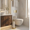 image:imageFORIOUS Toilet Paper Holder Stand Modern Freestanding Tissue Roll Holder for Bathroom Durable 304 Stainless Steel and Weighted Base Toilet Paper Stand toilet paper storage for 4 Rolls Brushed GoldBrushed Gold
