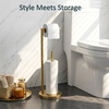 image:imageFORIOUS Toilet Paper Holder Stand Modern Freestanding Tissue Roll Holder for Bathroom Durable 304 Stainless Steel and Weighted Base Toilet Paper Stand toilet paper storage for 4 Rolls Brushed GoldBrushed Gold