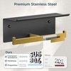 image:imageFORIOUS Toilet Paper Holder with Shelf 304 Stainless Steel Wall Mount Commercial Toilet Paper Dispenser Double Tissue Roll Holder for Bathroom 2 Matte BlackMatte Black  Brushed Gold