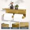 image:imageFORIOUS Toilet Paper Holder with Shelf 304 Stainless Steel Wall Mount Commercial Toilet Paper Dispenser Double Tissue Roll Holder for Bathroom 2 Matte BlackBrushed Gold