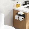 image:imageFORIOUS Toilet Paper Holder with Shelf 304 Stainless Steel Wall Mount Commercial Toilet Paper Dispenser Double Tissue Roll Holder for Bathroom 2 Matte BlackMatte Black
