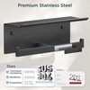 image:imageFORIOUS Toilet Paper Holder with Shelf 304 Stainless Steel Wall Mount Commercial Toilet Paper Dispenser Double Tissue Roll Holder for Bathroom 2 Matte BlackMatte Black