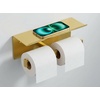 image:imageFORIOUS Toilet Paper Holder with Shelf 304 Stainless Steel Wall Mount Commercial Toilet Paper Dispenser Double Tissue Roll Holder for Bathroom 2 Matte BlackBrushed Gold