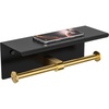 image:imageFORIOUS Double Toilet Paper Holder with Shelf Wall Mount Tissue Roll Holder for Bathroom 304 Stainless Steel Commercial Toilet Tissue Dispensers with Phone Shelf 4 Stainless SteelMatte Black  Brushed Gold