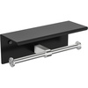 image:imageFORIOUS Double Toilet Paper Holder with Shelf Wall Mount Tissue Roll Holder for Bathroom 304 Stainless Steel Commercial Toilet Tissue Dispensers with Phone Shelf 4 Stainless SteelMatte Black  Stainless Steel