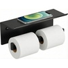 image:imageFORIOUS Toilet Paper Holder with Shelf 304 Stainless Steel Wall Mount Commercial Toilet Paper Dispenser Double Tissue Roll Holder for Bathroom 2 Matte BlackMatte Black