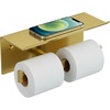 image:imageFORIOUS Toilet Paper Holder with Shelf 304 Stainless Steel Wall Mount Commercial Toilet Paper Dispenser Double Tissue Roll Holder for Bathroom 2 Matte BlackBrushed Gold