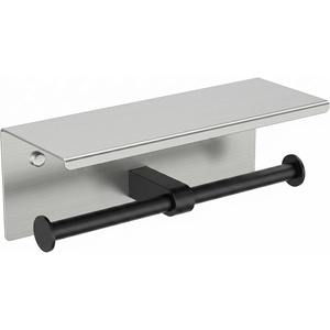 image:imageFORIOUS Double Toilet Paper Holder with Shelf Wall Mount Tissue Roll Holder for Bathroom 304 Stainless Steel Commercial Toilet Tissue Dispensers with Phone Shelf 4 Stainless SteelStainless Steel  Matte Black