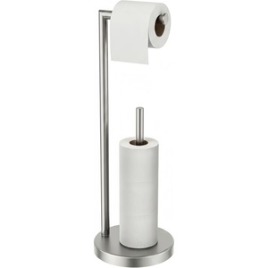 image:imageFORIOUS Toilet Paper Holder Stand Modern Freestanding Tissue Roll Holder for Bathroom Durable 304 Stainless Steel and Weighted Base Toilet Paper Stand toilet paper storage for 4 Rolls Brushed GoldStainless Steel