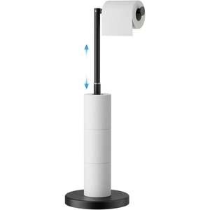 image:imageFORIOUS Toilet Paper Holder Stand Modern Freestanding Tissue Roll Holder for Bathroom Durable 304 Stainless Steel and Weighted Base Toilet Paper Stand toilet paper storage for 4 Rolls Brushed GoldMatte Black