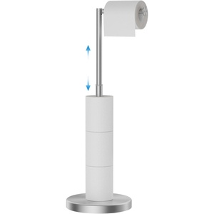 image:imageFORIOUS Toilet Paper Holder Stand Modern Freestanding Tissue Roll Holder for Bathroom Durable 304 Stainless Steel and Weighted Base Toilet Paper Stand toilet paper storage for 4 Rolls Brushed GoldBrushed Nickel