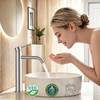 image:imageFORIOUS Brushed Nickel Bathroom Vessel Sink Faucet 1 Hole Tall Bathroom Faucet Single Handle One Hole with Pop Up Drain and Supply Lines Basin Bowl Vanity Lavatory ResidentialCommercial Use