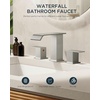 image:imageFORIOUS Vessel Bathroom Sink Faucets 1 Hole Brushed Gold Tall Waterfall Bathroom Faucet Single Handle with Pop Up Drain and Supply Lines for Bowel Sink Deck MountStainless Steel x2