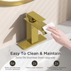image:imageFORIOUS Vessel Bathroom Sink Faucets 1 Hole Brushed Gold Tall Waterfall Bathroom Faucet Single Handle with Pop Up Drain and Supply Lines for Bowel Sink Deck MountBrushed Gold