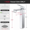 image:imageFORIOUS Vessel Bathroom Sink Faucets 1 Hole Brushed Gold Tall Waterfall Bathroom Faucet Single Handle with Pop Up Drain and Supply Lines for Bowel Sink Deck MountChrome