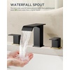 image:imageFORIOUS Vessel Bathroom Sink Faucets 1 Hole Brushed Gold Tall Waterfall Bathroom Faucet Single Handle with Pop Up Drain and Supply Lines for Bowel Sink Deck MountBlack and Gold