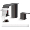 image:imageFORIOUS Vessel Bathroom Sink Faucets 1 Hole Brushed Gold Tall Waterfall Bathroom Faucet Single Handle with Pop Up Drain and Supply Lines for Bowel Sink Deck MountOil Rubbed Bronze