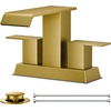 image:imageFORIOUS Vessel Bathroom Sink Faucets 1 Hole Brushed Gold Tall Waterfall Bathroom Faucet Single Handle with Pop Up Drain and Supply Lines for Bowel Sink Deck MountBrushed Gold