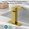 image:imageFORIOUS Vessel Bathroom Sink Faucets 1 Hole Brushed Gold Tall Waterfall Bathroom Faucet Single Handle with Pop Up Drain and Supply Lines for Bowel Sink Deck MountBrushed Gold