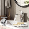 image:imageFORIOUS Vessel Bathroom Sink Faucets 1 Hole Brushed Gold Tall Waterfall Bathroom Faucet Single Handle with Pop Up Drain and Supply Lines for Bowel Sink Deck MountChrome