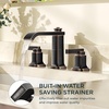 image:imageFORIOUS Vessel Bathroom Sink Faucets 1 Hole Brushed Gold Tall Waterfall Bathroom Faucet Single Handle with Pop Up Drain and Supply Lines for Bowel Sink Deck MountOil Rubbed Bronze