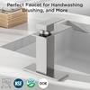 image:imageFORIOUS Vessel Bathroom Sink Faucets 1 Hole Brushed Gold Tall Waterfall Bathroom Faucet Single Handle with Pop Up Drain and Supply Lines for Bowel Sink Deck MountStainless Steel