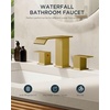 image:imageFORIOUS Vessel Bathroom Sink Faucets 1 Hole Brushed Gold Tall Waterfall Bathroom Faucet Single Handle with Pop Up Drain and Supply Lines for Bowel Sink Deck MountBrushed Gold