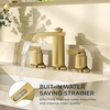 image:imageFORIOUS Vessel Bathroom Sink Faucets 1 Hole Brushed Gold Tall Waterfall Bathroom Faucet Single Handle with Pop Up Drain and Supply Lines for Bowel Sink Deck MountBrushed Gold