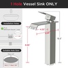 image:imageFORIOUS Vessel Bathroom Sink Faucets 1 Hole Brushed Gold Tall Waterfall Bathroom Faucet Single Handle with Pop Up Drain and Supply Lines for Bowel Sink Deck MountStainless Steel