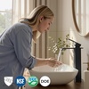 image:imageFORIOUS Vessel Bathroom Sink Faucets 1 Hole Brushed Gold Tall Waterfall Bathroom Faucet Single Handle with Pop Up Drain and Supply Lines for Bowel Sink Deck MountMatte Black