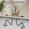 image:imageFORIOUS Vessel Bathroom Sink Faucets 1 Hole Brushed Gold Tall Waterfall Bathroom Faucet Single Handle with Pop Up Drain and Supply Lines for Bowel Sink Deck MountStainless Steel