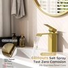 image:imageFORIOUS Vessel Bathroom Sink Faucets 1 Hole Brushed Gold Tall Waterfall Bathroom Faucet Single Handle with Pop Up Drain and Supply Lines for Bowel Sink Deck MountBrushed Gold