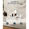 image:imageFORIOUS Vessel Bathroom Sink Faucets 1 Hole Brushed Gold Tall Waterfall Bathroom Faucet Single Handle with Pop Up Drain and Supply Lines for Bowel Sink Deck MountChrome