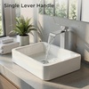 image:imageFORIOUS Vessel Bathroom Sink Faucets 1 Hole Brushed Gold Tall Waterfall Bathroom Faucet Single Handle with Pop Up Drain and Supply Lines for Bowel Sink Deck MountStainless Steel