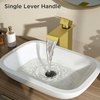 image:imageFORIOUS Vessel Bathroom Sink Faucets 1 Hole Brushed Gold Tall Waterfall Bathroom Faucet Single Handle with Pop Up Drain and Supply Lines for Bowel Sink Deck MountBrushed Gold