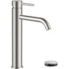 image:imageFORIOUS Brushed Nickel Bathroom Vessel Sink Faucet 1 Hole Tall Bathroom Faucet Single Handle One Hole with Pop Up Drain and Supply Lines Basin Bowl Vanity Lavatory ResidentialCommercial Use