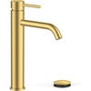 image:imageFORIOUS Gold Bathroom Vessel Sink Faucet 1 Hole Tall Bathroom Faucet Single Handle One Hole with Pop Up Drain and Supply Lines Basin Bowl Vanity Lavatory ResidentialCommercial Use
