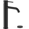 image:imageFORIOUS Matte Black Bathroom Vessel Sink Faucet 1 Hole Tall Bathroom Faucet Single Handle One Hole with Pop Up Drain and Supply Lines Basin Bowl Vanity Lavatory ResidentialCommercial Use