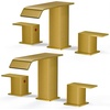 image:imageFORIOUS Vessel Bathroom Sink Faucets 1 Hole Brushed Gold Tall Waterfall Bathroom Faucet Single Handle with Pop Up Drain and Supply Lines for Bowel Sink Deck MountBrushed Gold x2
