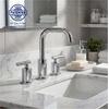 image:imageFORIOUS Brushed Nickel Bathroom Faucet for 3 Hole Widespread Bathroom Sink Faucet with Pop Up Drain and Hoses for Vanity Restroom RV Lavatory 360 Rotatable SpoutChrome