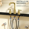 image:imageFORIOUS Brushed Nickel Bathroom Faucet for 3 Hole Widespread Bathroom Sink Faucet with Pop Up Drain and Hoses for Vanity Restroom RV Lavatory 360 Rotatable SpoutBrushed Gold