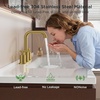 image:imageFORIOUS Brushed Nickel Bathroom Faucet for 3 Hole Widespread Bathroom Sink Faucet with Pop Up Drain and Hoses for Vanity Restroom RV Lavatory 360 Rotatable SpoutBrushed Gold
